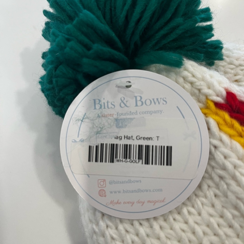 Toddler Bits and Bow Golf Knit Pom Beanie - Master’s Hat - Picture 2 of 2